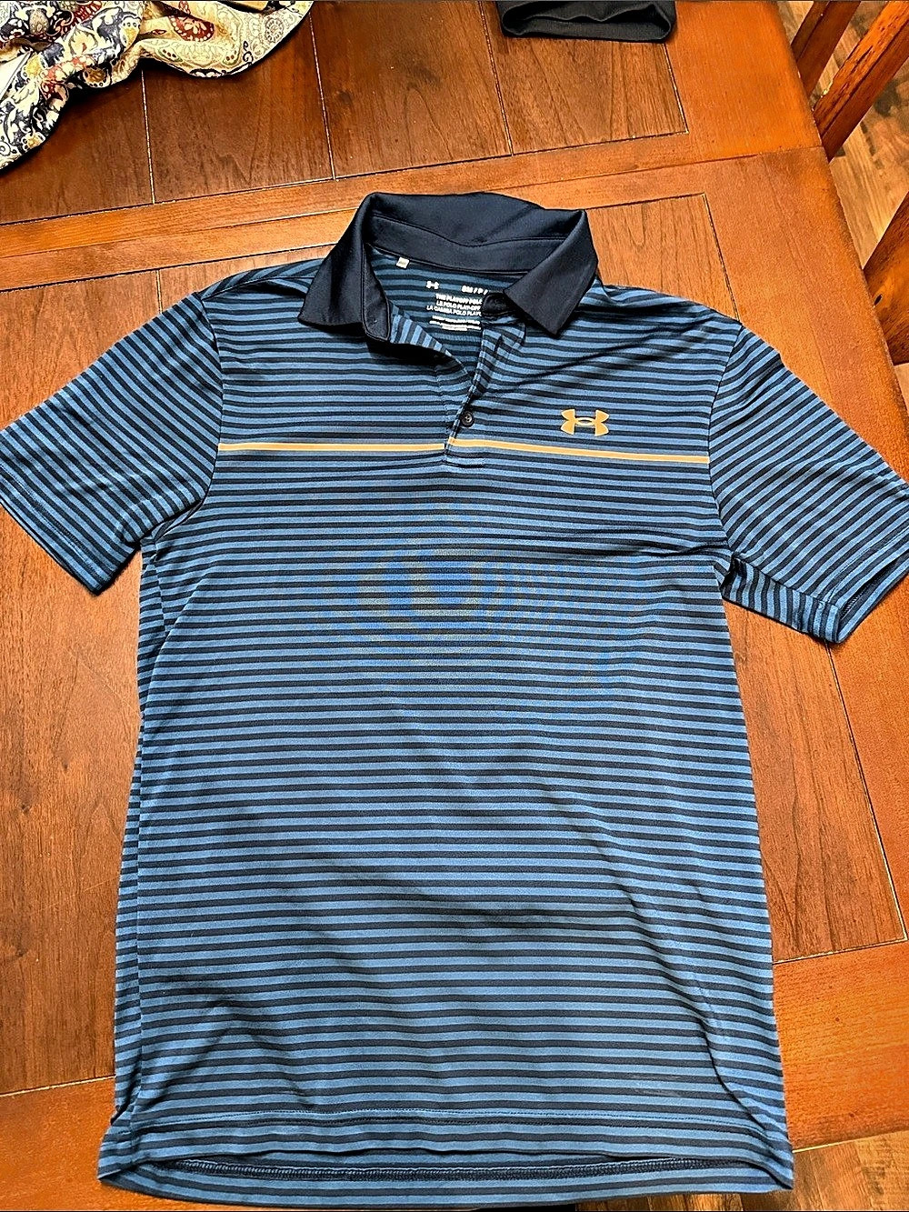 Under Armour The Playoff Polo Striped Polo Blue & Black Size Small